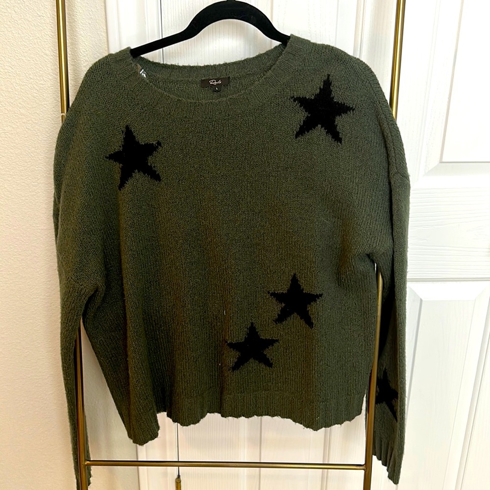 Green and black printed wool sweater from RAILS.